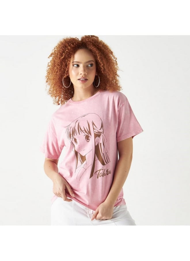 SP Characters Tohru Print Crew Neck T-shirt with Short Sleeves  - Image 3
