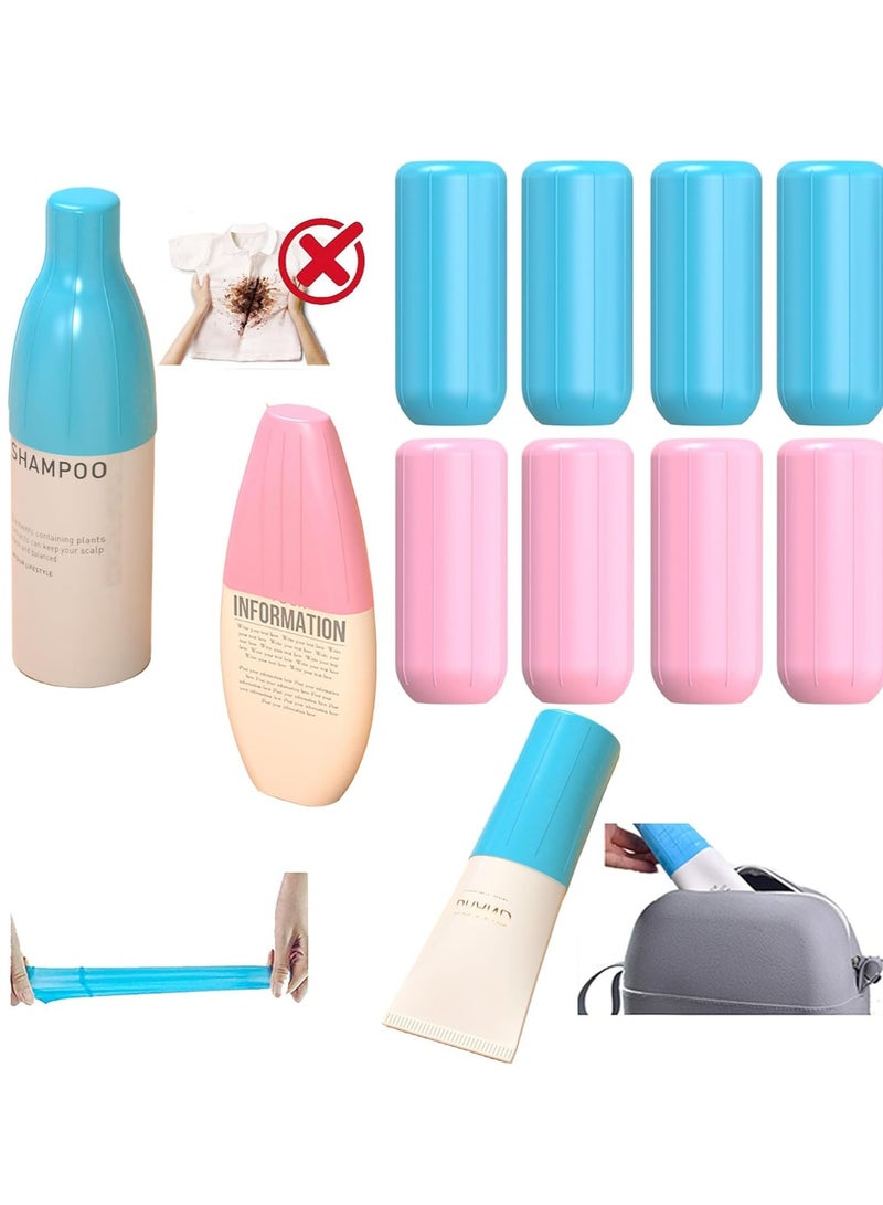 Oasisgalore 8PCS Leak Proof Sleeves for Travel Containers, Elastic and Reusable Silicone Covers for Toiletries  - Image 1