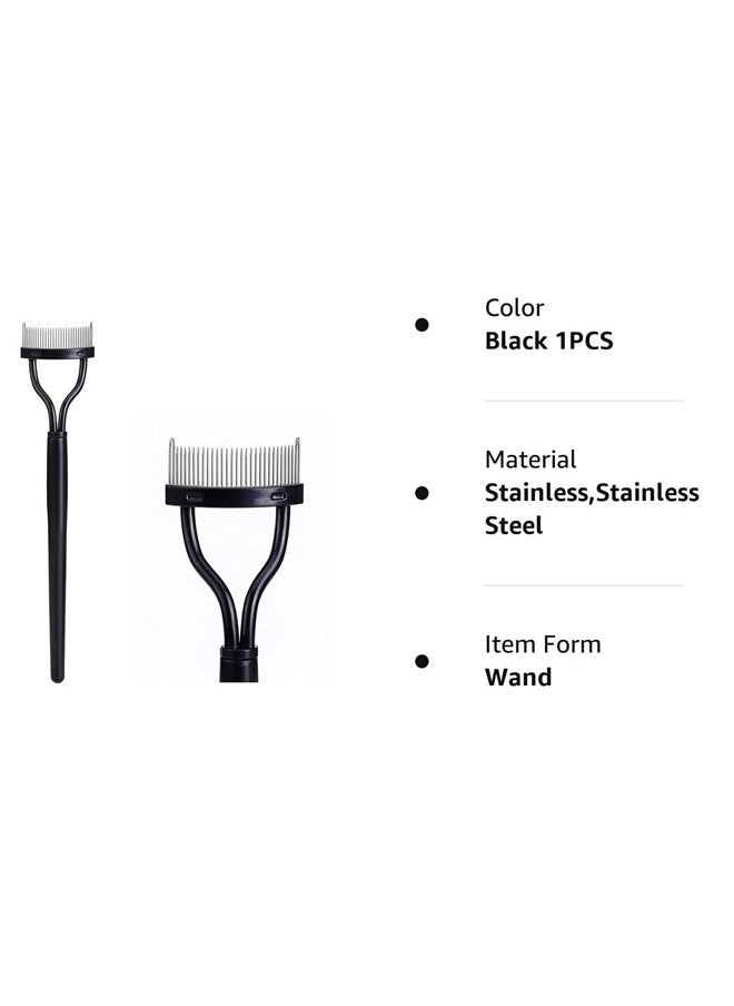 Fanski - Eyelash Comb, Eyelash Separator Mascara Applicator Eyelash Definer With Comb Cover Arc Designed Cosmetic Brushes Tool Black (1PCS) - Image 1