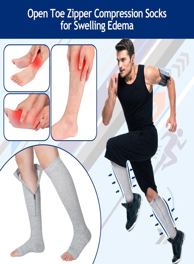 Twistover 5 Pairs Men's Zipper Compression Socks 20-30 mmHg, Open Toe Knee High Compression Stockings for Swelling, Travel, Long Standing, Easy On Support Socks(XL) - Image 3