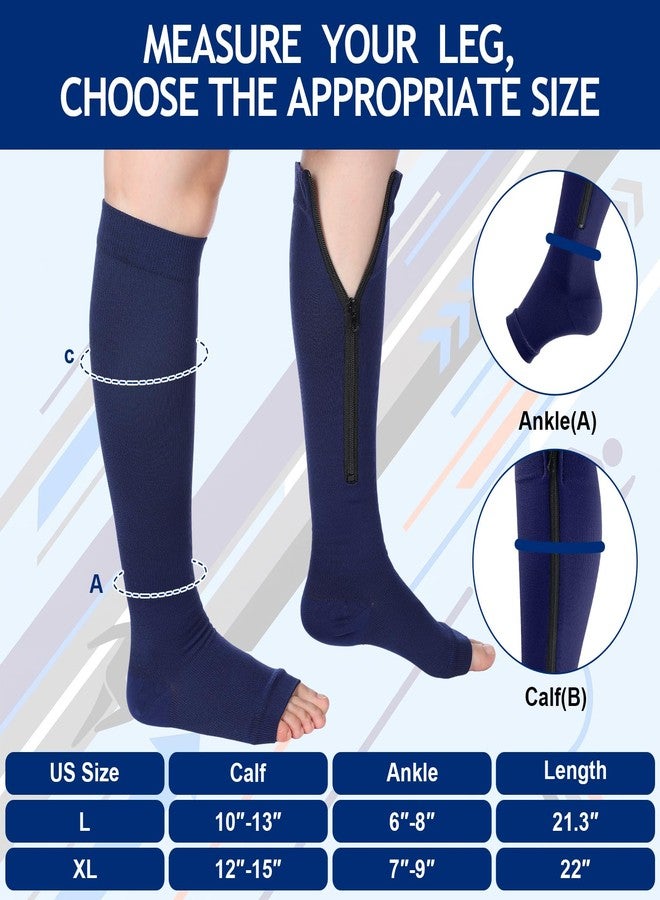 Twistover 5 Pairs Men's Zipper Compression Socks 20-30 mmHg, Open Toe Knee High Compression Stockings for Swelling, Travel, Long Standing, Easy On Support Socks(XL) - Image 4