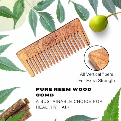 Organic B Handmade Wooden Comb - Wide Tooth Shampoo Hair Comb for Men and Women, Compact Travel-Friendly Anti-Static Neem Wood Comb, Durable Plastic-Free Biodegradable (Rosemary Infused) - Image 5
