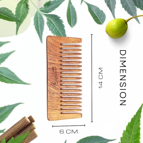Organic B Handmade Wooden Comb - Wide Tooth Shampoo Hair Comb for Men and Women, Compact Travel-Friendly Anti-Static Neem Wood Comb, Durable Plastic-Free Biodegradable (Rosemary Infused) - Image 4