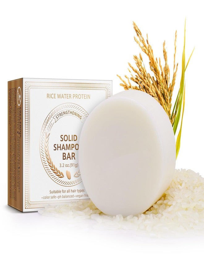 RTBYUE Rice Water Shampoo Bar for Hair Growth and Strengthening, Solid pH-Balanced Soap for Thinning, Weak or Damaged Hair, All Types, 3.2oz - Holiday Gift - Image 1