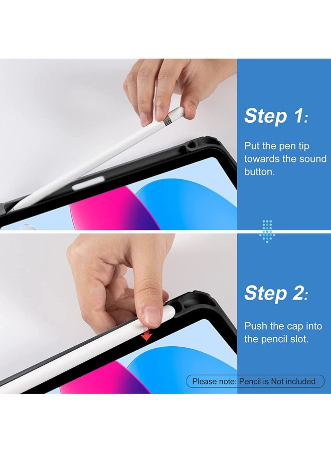 كابتن تيك جراب لجهاز iPad الجديد من الجيل العاشر 10.9 بوصة 2022 - غطاء مقاوم للصدمات مع غطاء خلفي شفاف مع حامل أقلام رصاص وغطاء نوم / استيقاظ تلقائي - Image 3