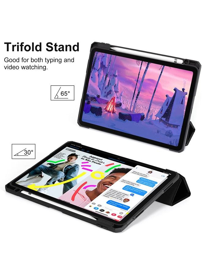 كابتن تيك جراب لجهاز iPad الجديد من الجيل العاشر 10.9 بوصة 2022 - غطاء مقاوم للصدمات مع غطاء خلفي شفاف مع حامل أقلام رصاص وغطاء نوم / استيقاظ تلقائي - Image 4