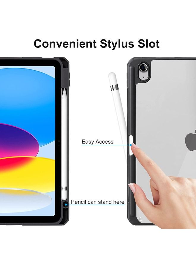كابتن تيك جراب لجهاز iPad الجديد من الجيل العاشر 10.9 بوصة 2022 - غطاء مقاوم للصدمات مع غطاء خلفي شفاف مع حامل أقلام رصاص وغطاء نوم / استيقاظ تلقائي - Image 5