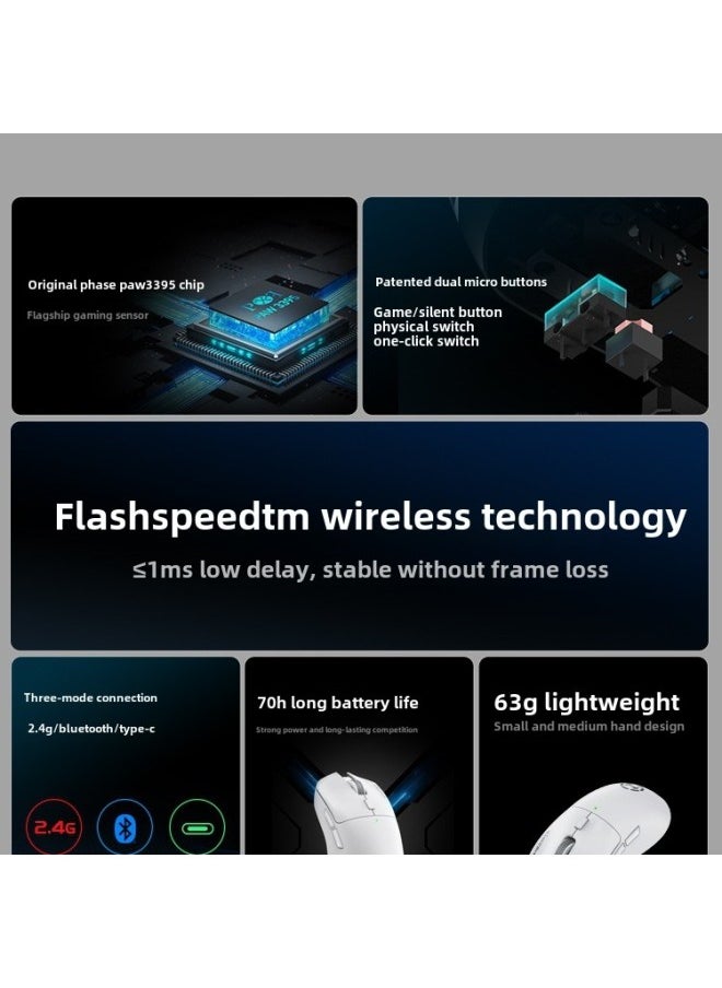 Generic - HE95CAG4TEMg Game E-sports Charging 33 Macro Desktop Computer Bluetooth Wireless Mouse Walker Pro3m-Specification:White [g4m Pro]-official Standard-paw3395 - Image 1
