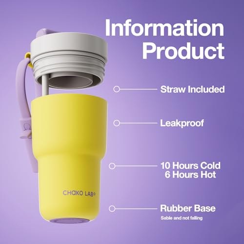 CHAKO LAB Stainless Steel Insulated Water Bottle with Two Drinking Ways Twist Tumbler BPAFree LeakProof 17 oz Bottle with Ceramic coating Lemon - Image 3