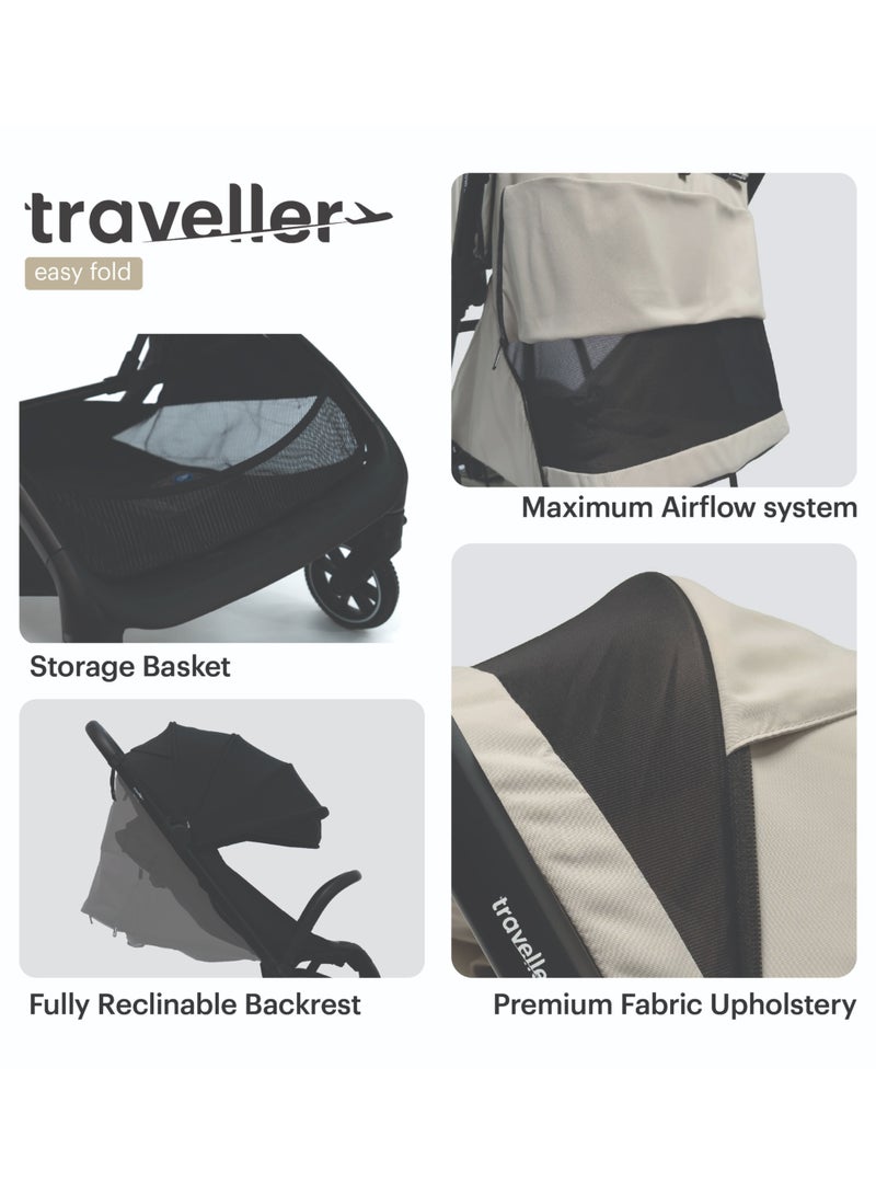 Hamilton by Yoop Traveller Basic Baby Stroller, MagicFold 2.0 Automatic Fold, Lightweight 7.5 kg Travel Stroller, UPF 50+ Sun Canopy, High Backrest, Rear Ventilation Mesh, Travel Bag Included, Black - Image 4