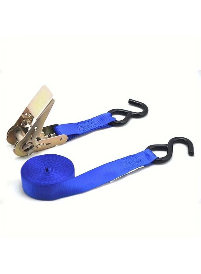 4 Pack Blue Ratchet Tie Down Straps Heavy Duty Adjustable for Cargo Motorcycle - Image 5
