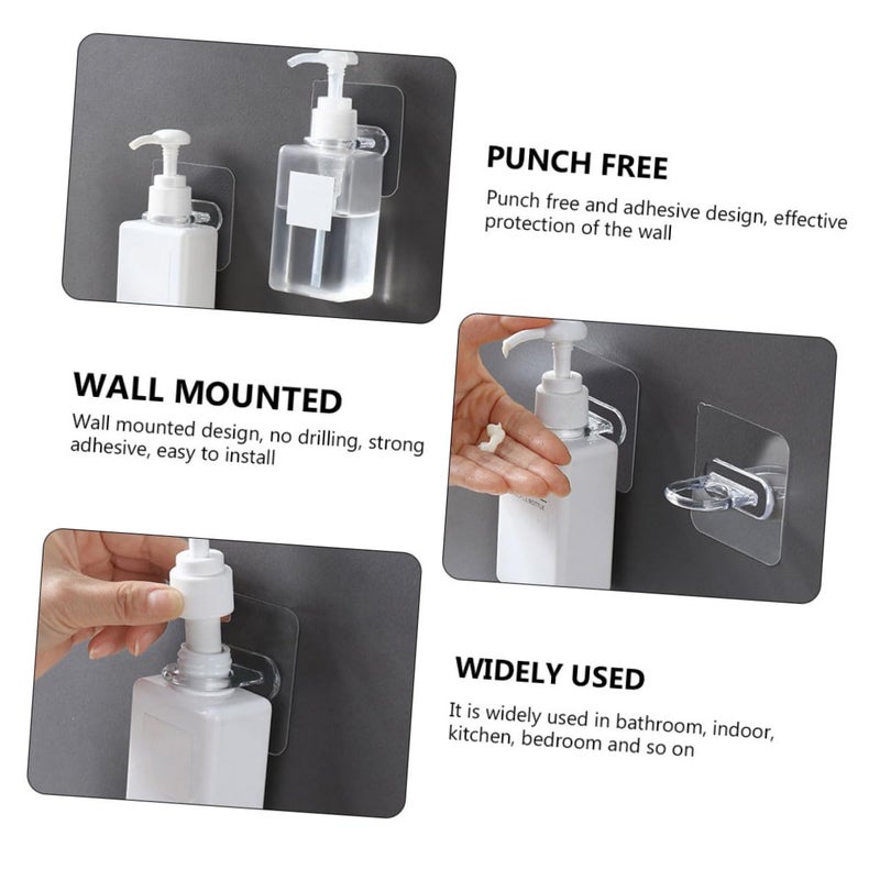 16 Pcs Transparent Self Adhesive Spray Bottle Holder Hooks Heavy Duty Wall Mount Organizer - Image 3