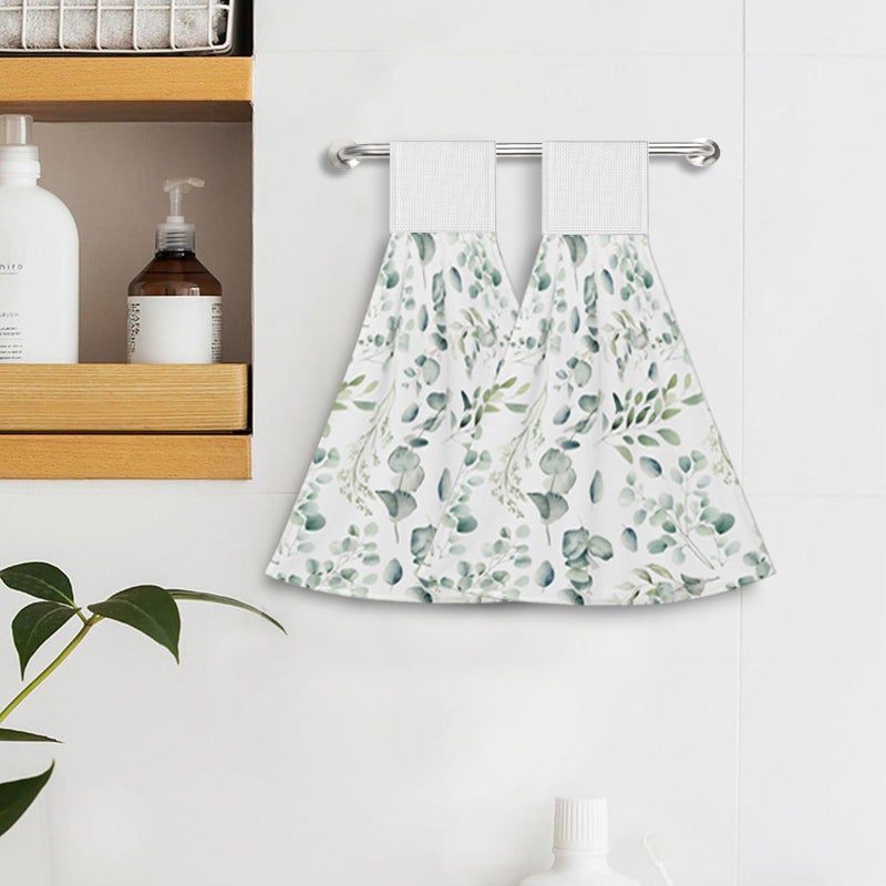 Vodbne Leaves Kitchen Hand Towels with Hanging Loops Absorbent Dish Oven Towel, Fast Drying Hanging Towels Sage Decor for Home Kitchen Bathroom - Image 4