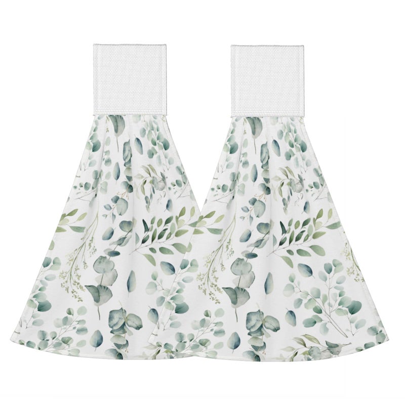 Vodbne Leaves Kitchen Hand Towels with Hanging Loops Absorbent Dish Oven Towel, Fast Drying Hanging Towels Sage Decor for Home Kitchen Bathroom - Image 1