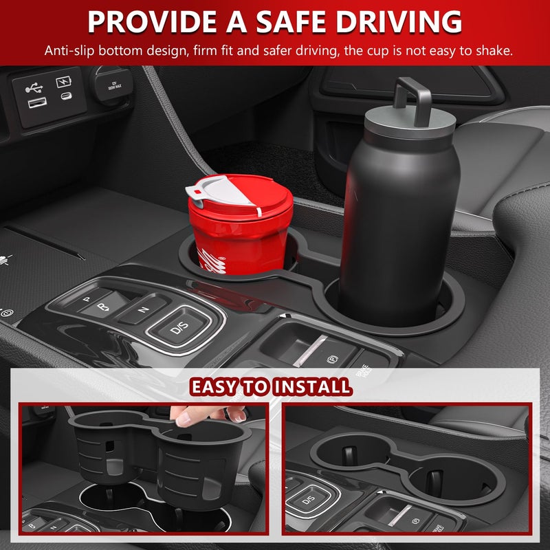 Xipoo Cup Holder Compatible with 2023-2025 Honda Pilot Silica Gel Cup Holder Insert Center Console Car Interior Organizer Replacement for 2023-2025 Honda Pilot Accessories(Black) - Image 3