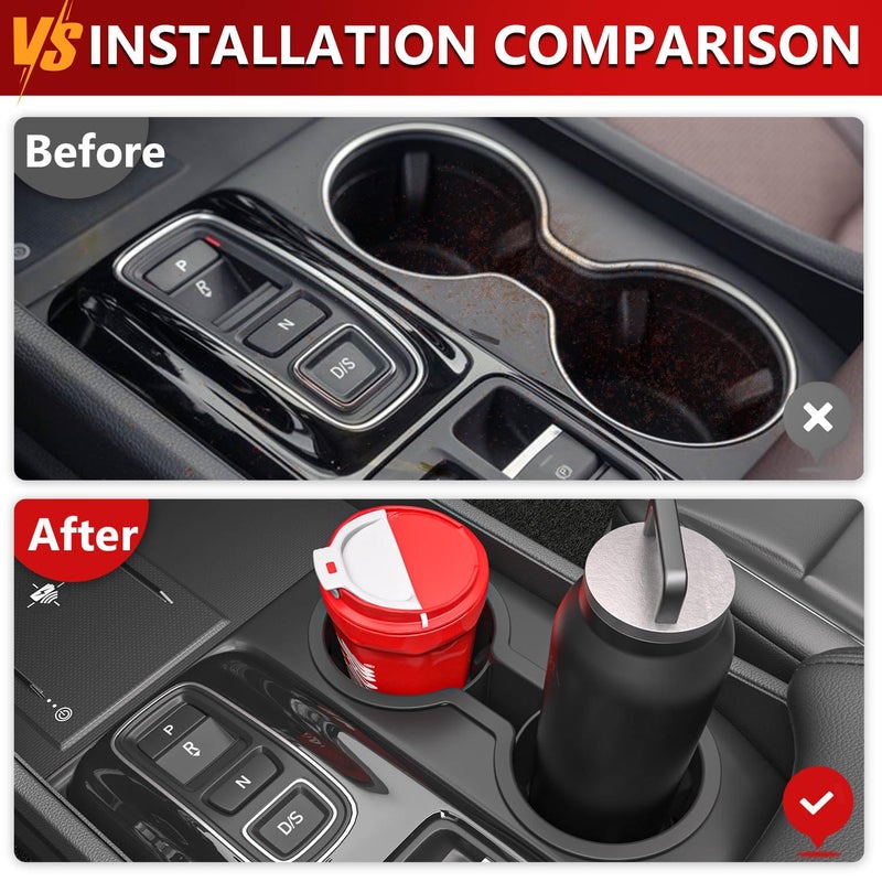 Xipoo Cup Holder Compatible with 2023-2025 Honda Pilot Silica Gel Cup Holder Insert Center Console Car Interior Organizer Replacement for 2023-2025 Honda Pilot Accessories(Black) - Image 2