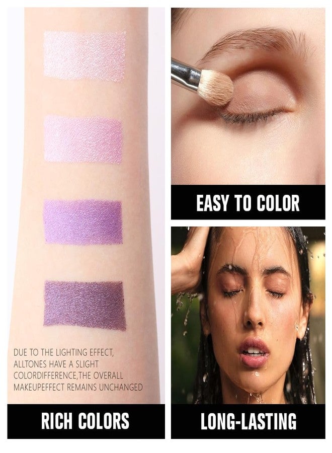 HHLTOH 4 Colors Dark Purple Light Pink Medium Orchid Eye Shadow Palette Makeup, Highly Pigmented Waterproof Matte Shimmer Eyeshadow Palette for Women, paleta de sombras de ojos, Vegan & Cruelty-free05 - Image 4