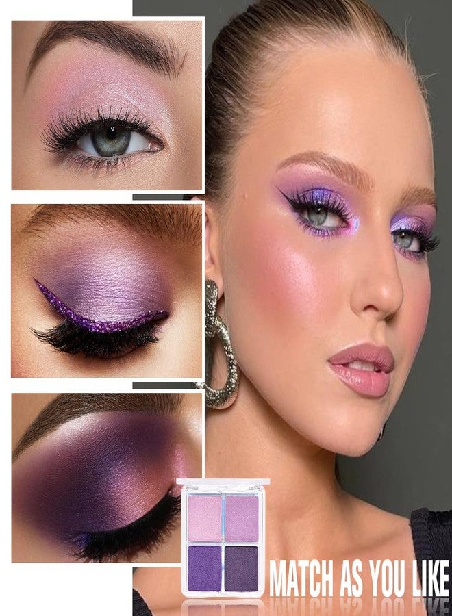 HHLTOH 4 Colors Dark Purple Light Pink Medium Orchid Eye Shadow Palette Makeup, Highly Pigmented Waterproof Matte Shimmer Eyeshadow Palette for Women, paleta de sombras de ojos, Vegan & Cruelty-free05 - Image 5