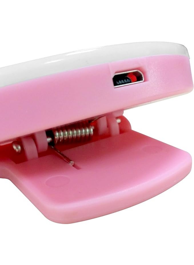 حلقة إضاءة صغيرة محمولة لصور السيلفي – مشبك إضاءة LED للهواتف الذكية لون بينك - Image 2