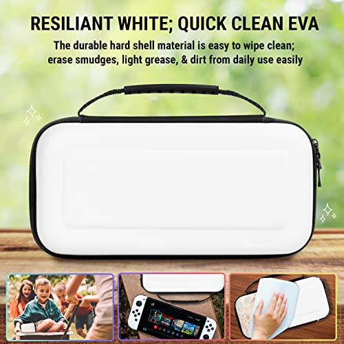 Orzly Accessories Kit Bundle Compatible with Nintendo Switch OLED Console (NOT 2017 Edition Compatible) Ultimate Geek Pack with Case and Screen Protector and Much More - Ice White Gift Boxed - Image 4
