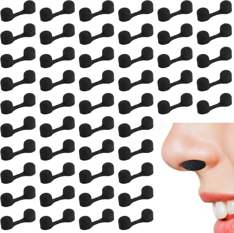 Dimeho Pack of 100 Nose Filters Disposable Nose Dust Filter Bulk Sponge Nostril Filter for Spray Tanning Welding Dust Allergies Dust Construction Areas (Black) - Image 1