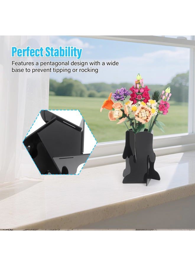 JAYOBGO Vase for Lego Flowers, Acrylic Vase Roses Orchid Tulips Display Stand fit for Lego Flower Bouquet Building Sets for Botanical Collection Gift, Black - Image 4