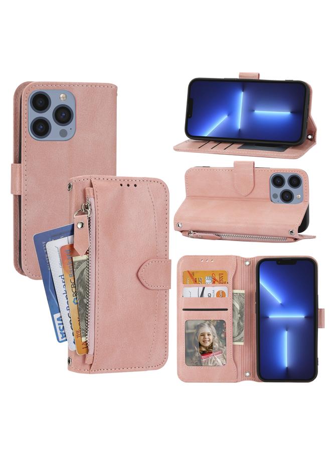 جرين تايجر حافظة جلدية بسحاب وزيت لهاتف iPhone 16 Pro (وردي)