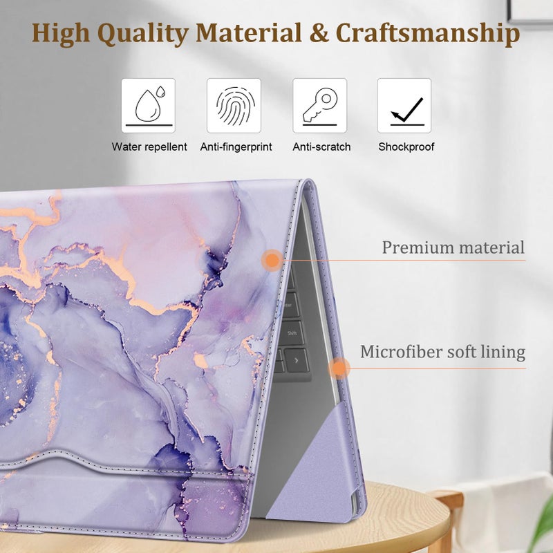 Fintie حافظة فنتي لجهاز لابتوب مايكروسوفت سيرفيس 7 بحجم 13.8 إنش (الموديل: 2036)، لابتوب سيرفيس 6/5/4/3/2 بحجم 13.5 إنش (الموديل: 1951/1868/1958/1950/1867/1769) - غلاف كتاب فوليو مع جيب كبير، رخام ليلكي - Image 2