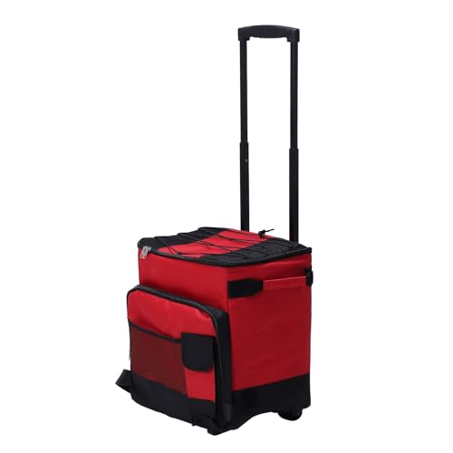 Sunisfa Rolling Cooler 43L Large Capacity Foldable Rolling Insulated Box for Camping Picnic Red - Image 5