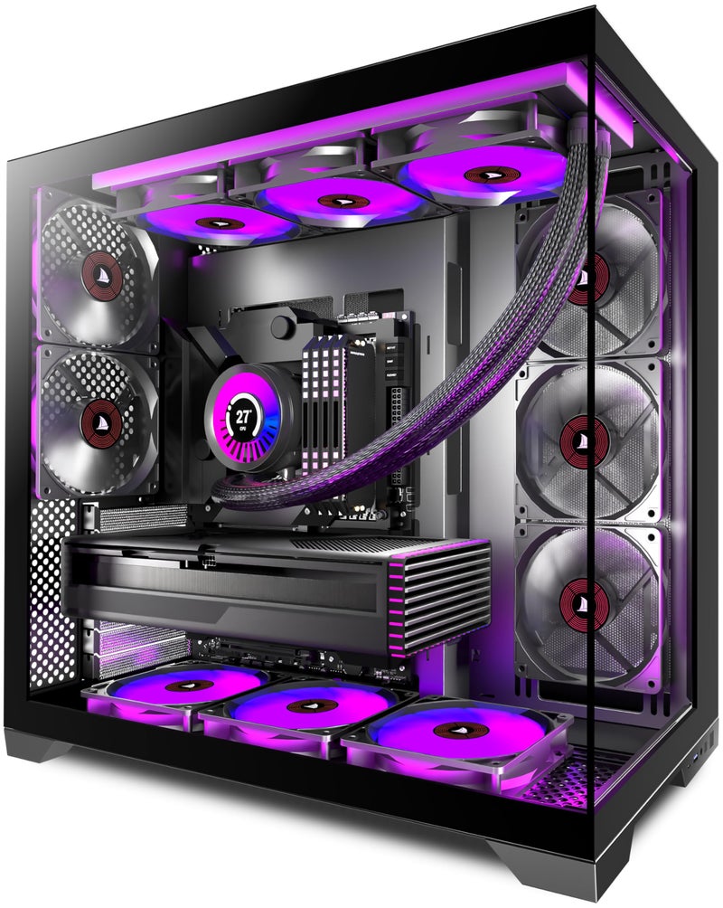 KEDIERS PC CASE ATX 5 Fans Pre-Installed, Type-C Mid Tower Computer Case with Full-View Dual Tempered Glass, Gaming PC Case,420mm Radiator Support,Black,K4(MAX) - Image 1