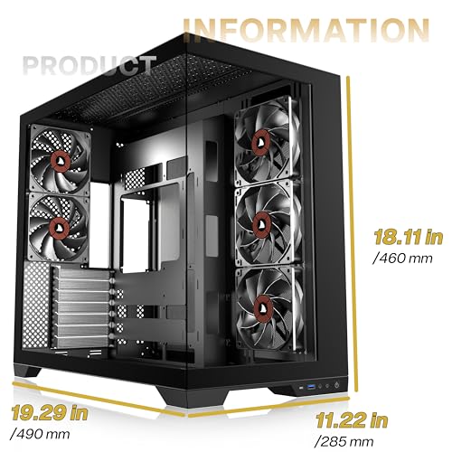 KEDIERS PC CASE ATX 5 Fans Pre-Installed, Type-C Mid Tower Computer Case with Full-View Dual Tempered Glass, Gaming PC Case,420mm Radiator Support,Black,K4(MAX) - Image 2