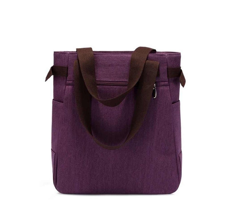 Valentoria Canvas Tote Handbag for Women Cute Cat Embroidery Shoulder Purse Large Zipper Travel Work Shopping Grocery Bags - Image 4