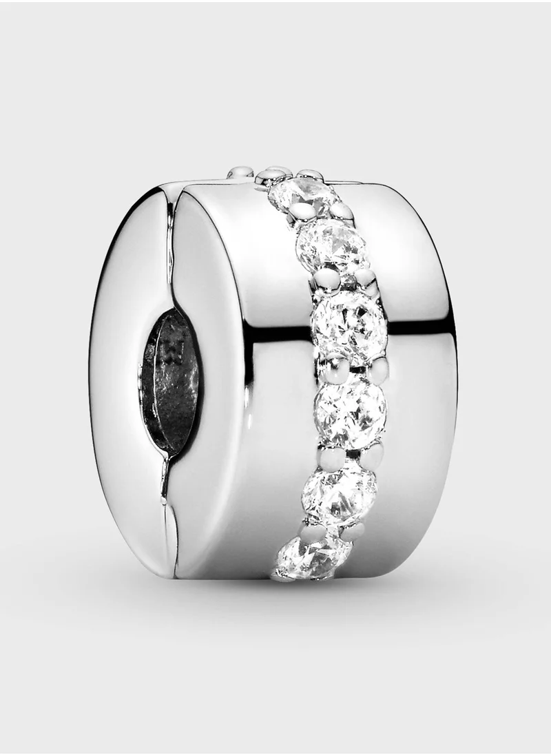 PANDORA Clear Sparkling Row Clip Charm