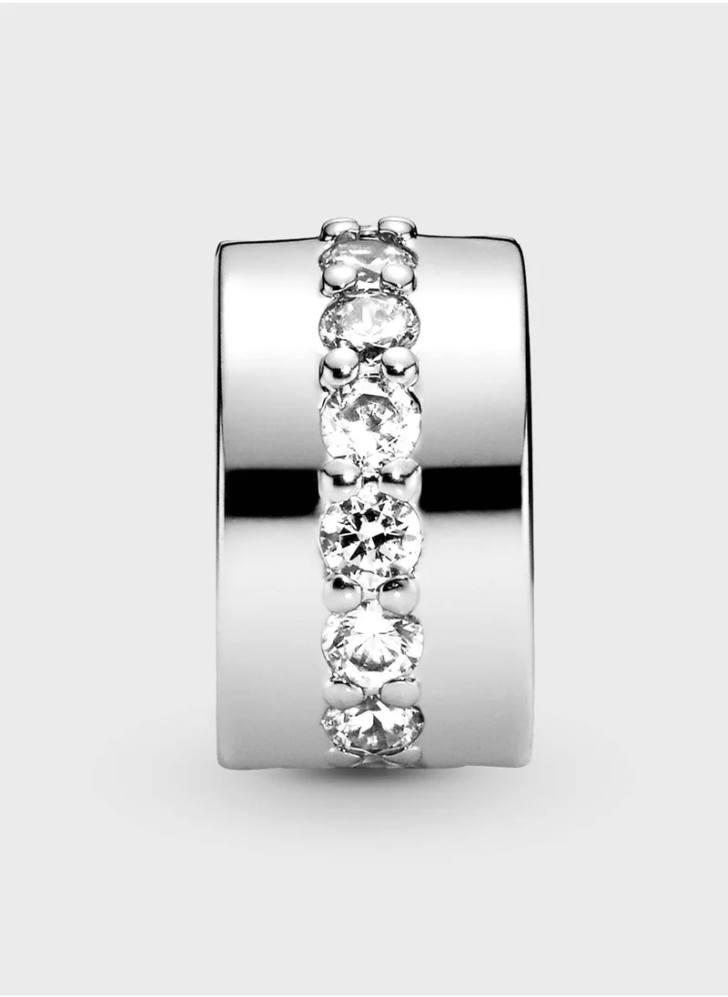 PANDORA Clear Sparkling Row Clip Charm