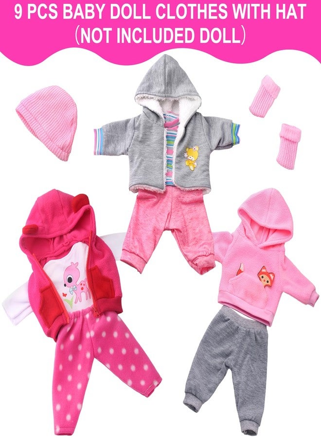 UNICORN ELEMENT 9PCS 16-18 Inch Baby Doll Clothes Set - Magic Tape Design Cute Outfits for Baby Dolls with Hat & Socks, 3+ Age Pretend Play Costumes to Boost Creativity (No Doll Included) - Image 2
