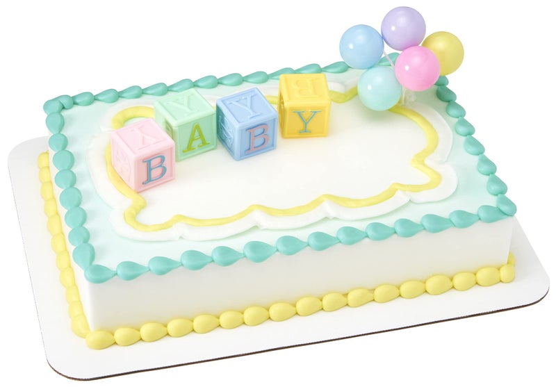 DecoPac BABY Blocks DecoSet Cake Decoration Blue Pink Yellow Approximately 5 high - Image 2