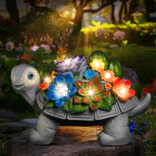 Linkax Garden Turtle Christmas Gifts for Grandma Mom Women, Birthday White Elephant Gifts for Adults Her Sister, Solar Lights Outdoor Garden Decor for Outside Yard Patio House Warming Gift New Home - Image 1