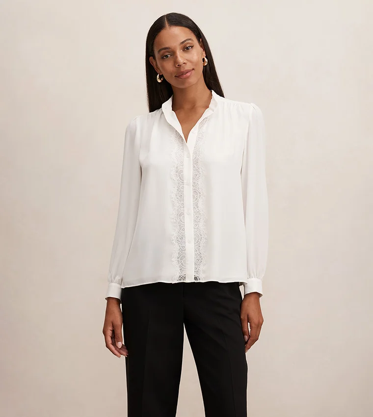 فورايفر نيو Poppy Lace-Trim Blouse