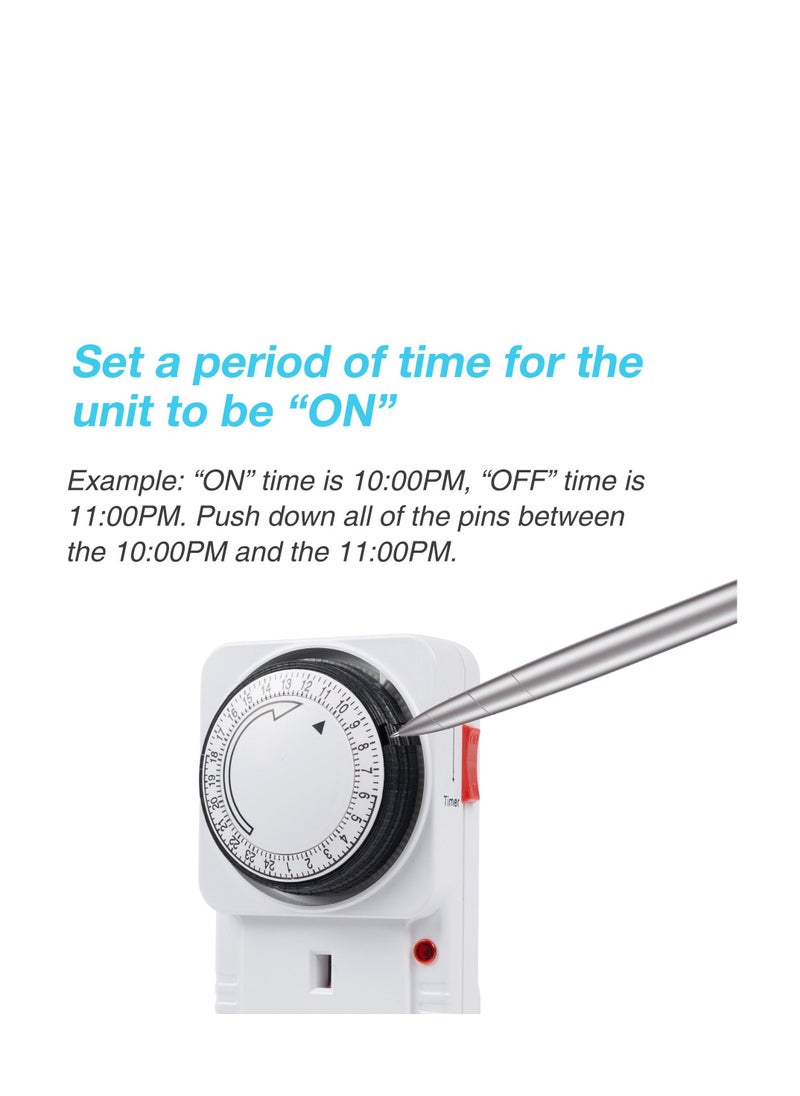 Generic - Timer Plug Socket, 24 Hour Programmable Mechanical Timer Plug Switch, Energy Saving UK Plug-in Indoor Timer Socket, for Lights, Indoor Lighting and Home Appliances (13A/3120W, 2 Pack) - Image 1