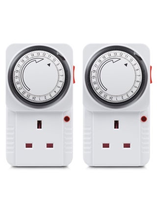 Timer Plug Socket, 24 Hour Programmable Mechanical Timer Plug Switch, Energy Saving UK Plug-in Indoor Timer Socket, for Lights, Indoor Lighting and Home Appliances (13A/3120W, 2 Pack) - pzsku/ZC0DC36DD99FC8A1877E0Z/45/_/1731069779/573de954-938d-4b03-becf-89719be0e50e