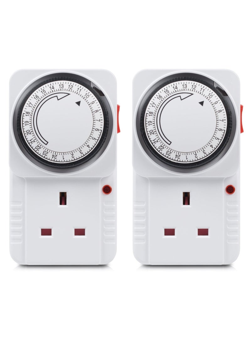 Generic - Timer Plug Socket, 24 Hour Programmable Mechanical Timer Plug Switch, Energy Saving UK Plug-in Indoor Timer Socket, for Lights, Indoor Lighting and Home Appliances (13A/3120W, 2 Pack) - Image 1