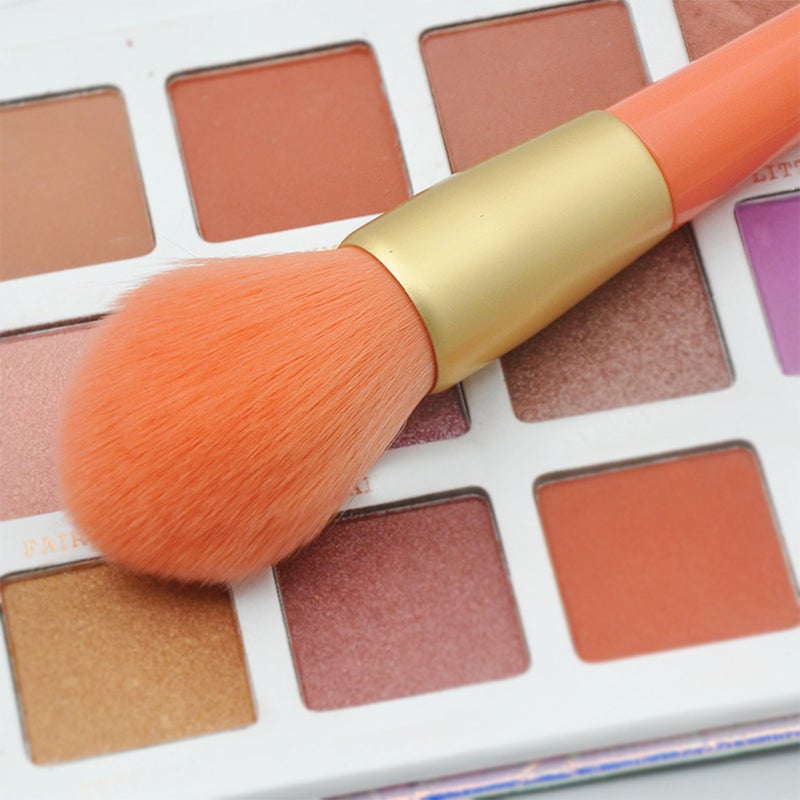 💄 مجموعة ٥ فرش مكياج ناعمة برتقالية رأس مخروط شكل بلاستيك مقبض أدوات مكياج محمولة - Image 2