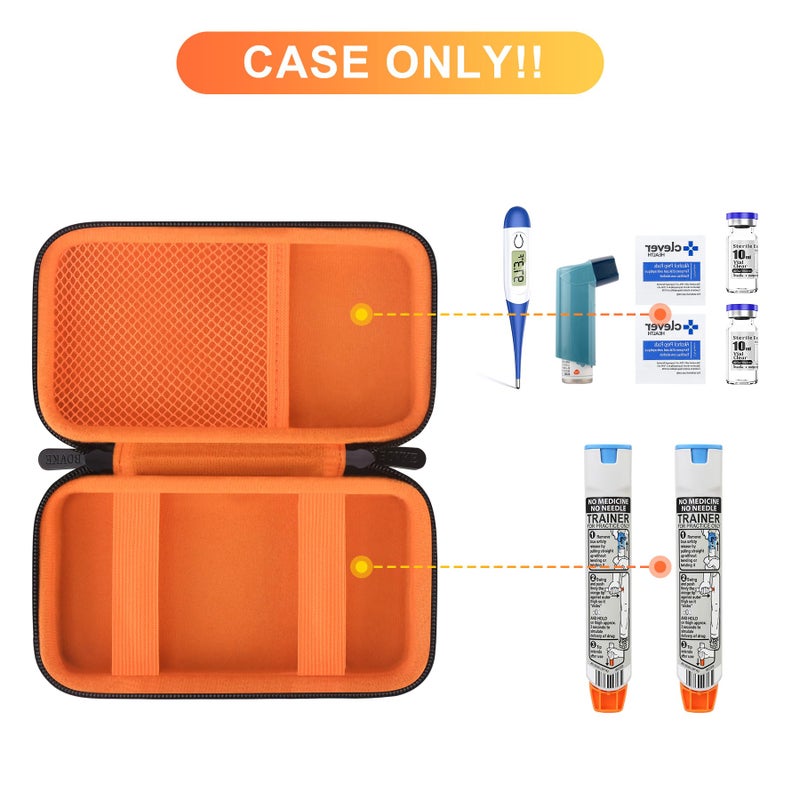 BOVKE EpiPen Carrying Medical Case, Diabetic Supplies Holder for 2 Epi Pens, Auvi Q Injectors, Epi Trainer, Inhaler, Nasal Spray, Allergy Meds Emergency Use, Black - Image 2