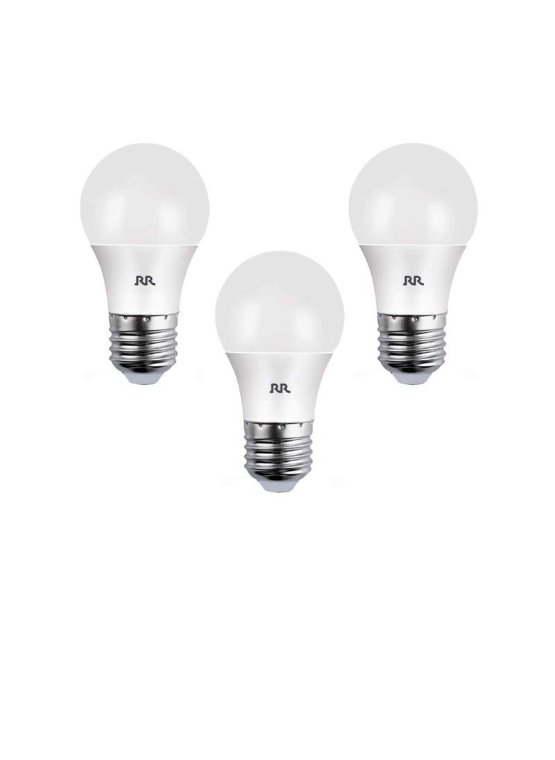 RR RR Lighting Energy Saving LED Bulb 9W / 12W, E27 Base, 90-100 Lumen/per Watts, Soft Light with NO UV/Mercury/Lead | Suitable for Home Office (Pack of 3) (Warm White (Yellow) 3000K, 9W - E27 Base)  - Image 1