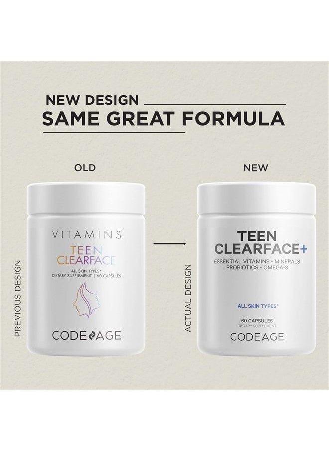 Codeage مكمل Teen Clearface+ للمراهقين للبشرة الدهنية والمسام والبقع 60 كبسولة  - Image 3