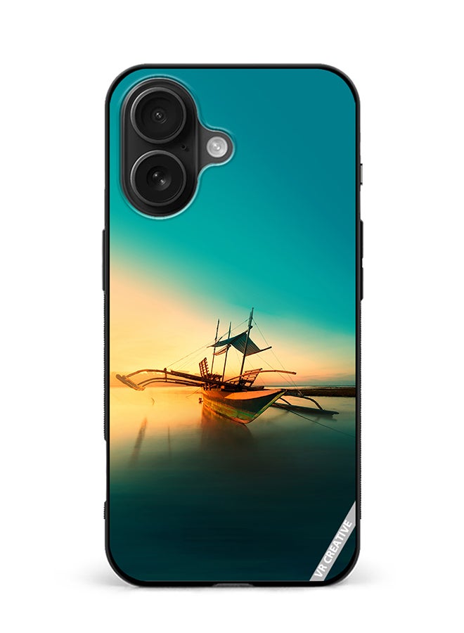 Protective Case Cover For Apple iPhone 16 Boat On A Water Design Multicolour