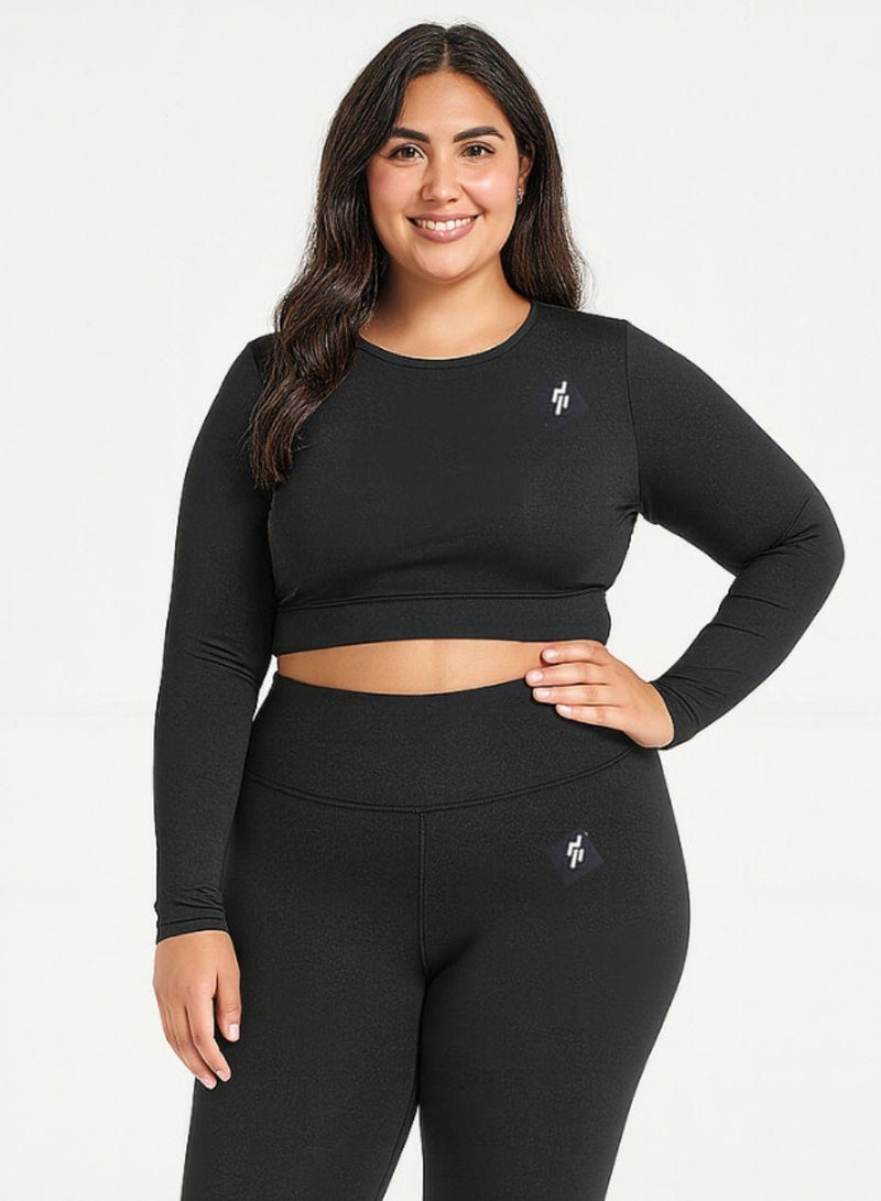 Moveletix Plus Size Activewear Crop Top with Thumbhole - Image 1