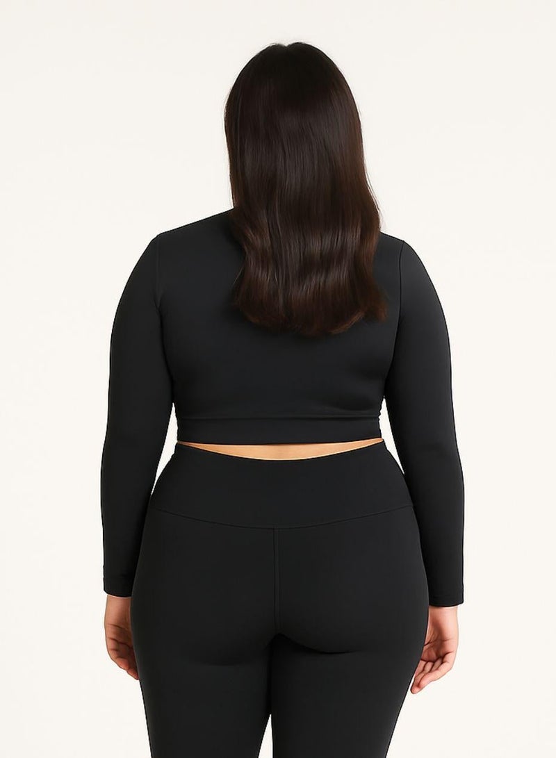Moveletix Plus Size Activewear Crop Top with Thumbhole - Image 2