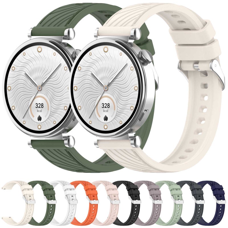 erorex For Huawei Watch Gt 4 41Mm Stripe Texture 18Mm Silicone Watch Band(Starlight) - Image 3