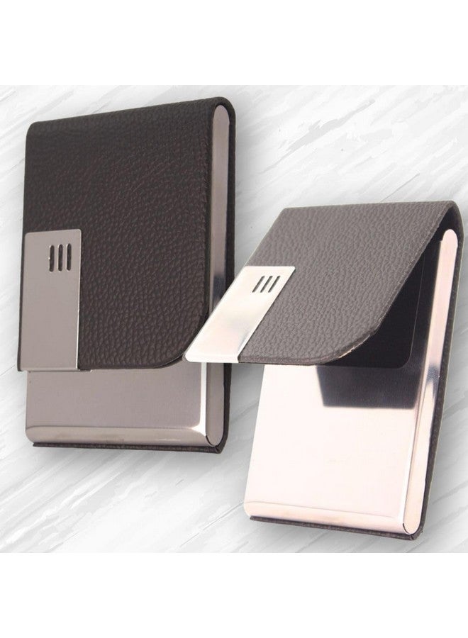 Skrill Business Card Holder for Men and Women, Visiting Card Holder, PU Leather, Metal Card Holder (Vertical, Black) - Image 4